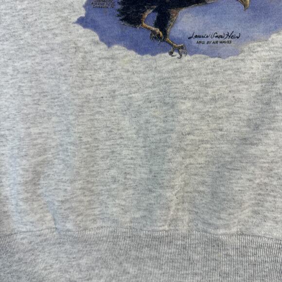 Vintage Freedom In Flight Sweatshirt Mens Medium Bald Eagle Air Waves USA 90s - Picture 6 of 15